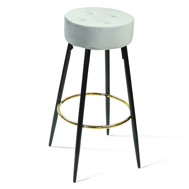 MC-2502 Round Bar Stool High Foot Stool with Gilded Metal Footrest