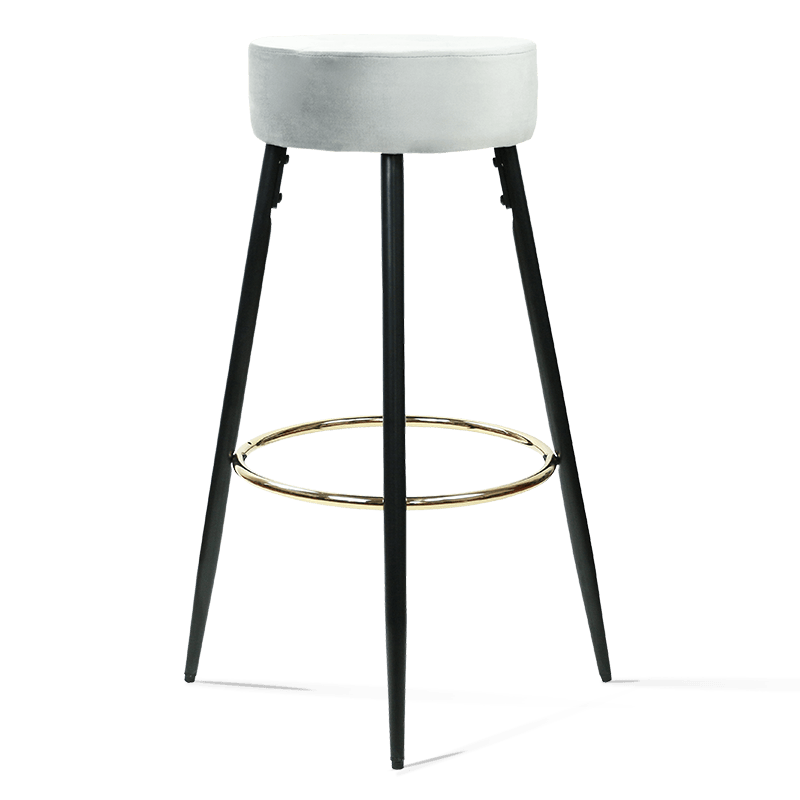 MC-2502 Round Bar Stool High Foot Stool with Gilded Metal Footrest