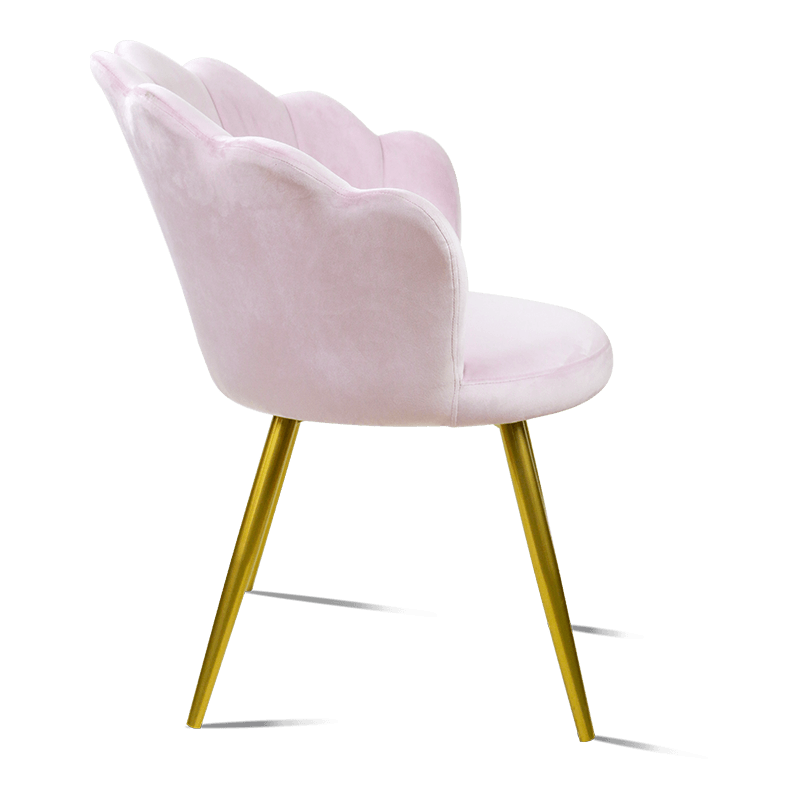 MC-2105 Pink Shell Shape Velvet Fabric Home Dining Chair